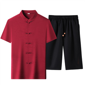 25年夏季仿真丝高端唐装男士中老年风新中式汉服MB9301P96图片