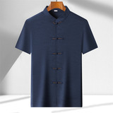 25年夏季仿真丝高端唐装男士中老年风新中式汉服M9301P73，男装民族服装，星座804（原QT730）