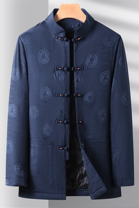 XZ804冬季老人印花羽绒服立领唐装汉服爷爷保暖外套男D21815P200,男装民族服装,星座804（原QT730）