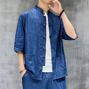 25年水洗牛仔五分袖薄款上衣风大码汉服XZ804/S7708P85图片
