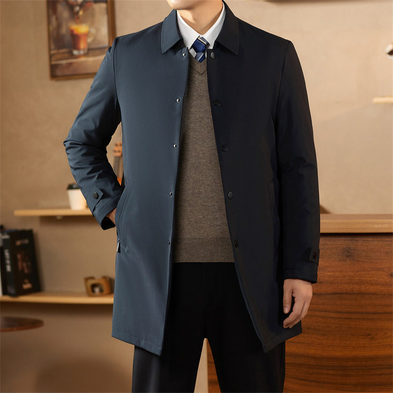 25年秋冬新款中老年中长款纯色商务羽绒服薄款XZ804/M3709P185,男装羽绒服,星座804（原QT730）