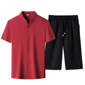 夏季仿真丝高端提花唐装男士中老年风新中式汉服MB9303P96图片