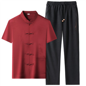 夏季高端提花唐装男士中老年风新中式汉服MT9302P123图片