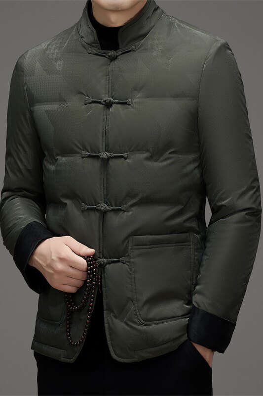 冬季中老年男士羽绒服风轻薄唐装父亲衣服汉服男M517P190,男装民族服装,星座804（原QT730）