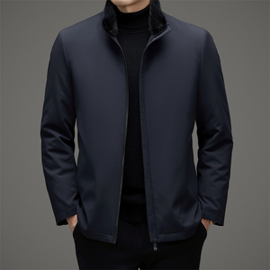水貂绒内胆可拆羽绒服男士中老年毛领冬季派克服外套M72308P310图片