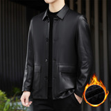 冬季中年纯色加绒PU皮翻领皮衣XZ804/R78118P145，男装皮衣，星座804（原QT730）