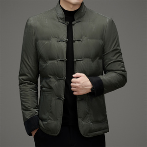 25年风轻薄唐装冬季中老年男士羽绒服父亲衣服汉服男M517P190,爱的迫降穿搭衣服牌子图片
