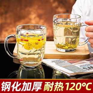 啤酒扎啤杯 钢化玻璃杯带把手喝水杯子家用耐高温茶杯泡茶水杯套装