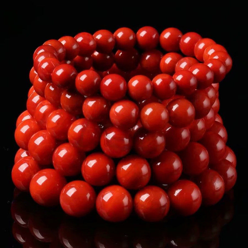 LIANGSHAN 남쪽 붉은 마노 팔찌 남자와 여자를위한 팔찌 원시 돌 감 붉은 구슬 자연 정통 전체 붉은 전체 고기 액세서리