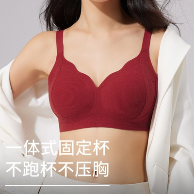 果冻提拉轻暖无痕内衣女秋冬固定杯舒适亲肤磨毛软支撑防下垂文胸
