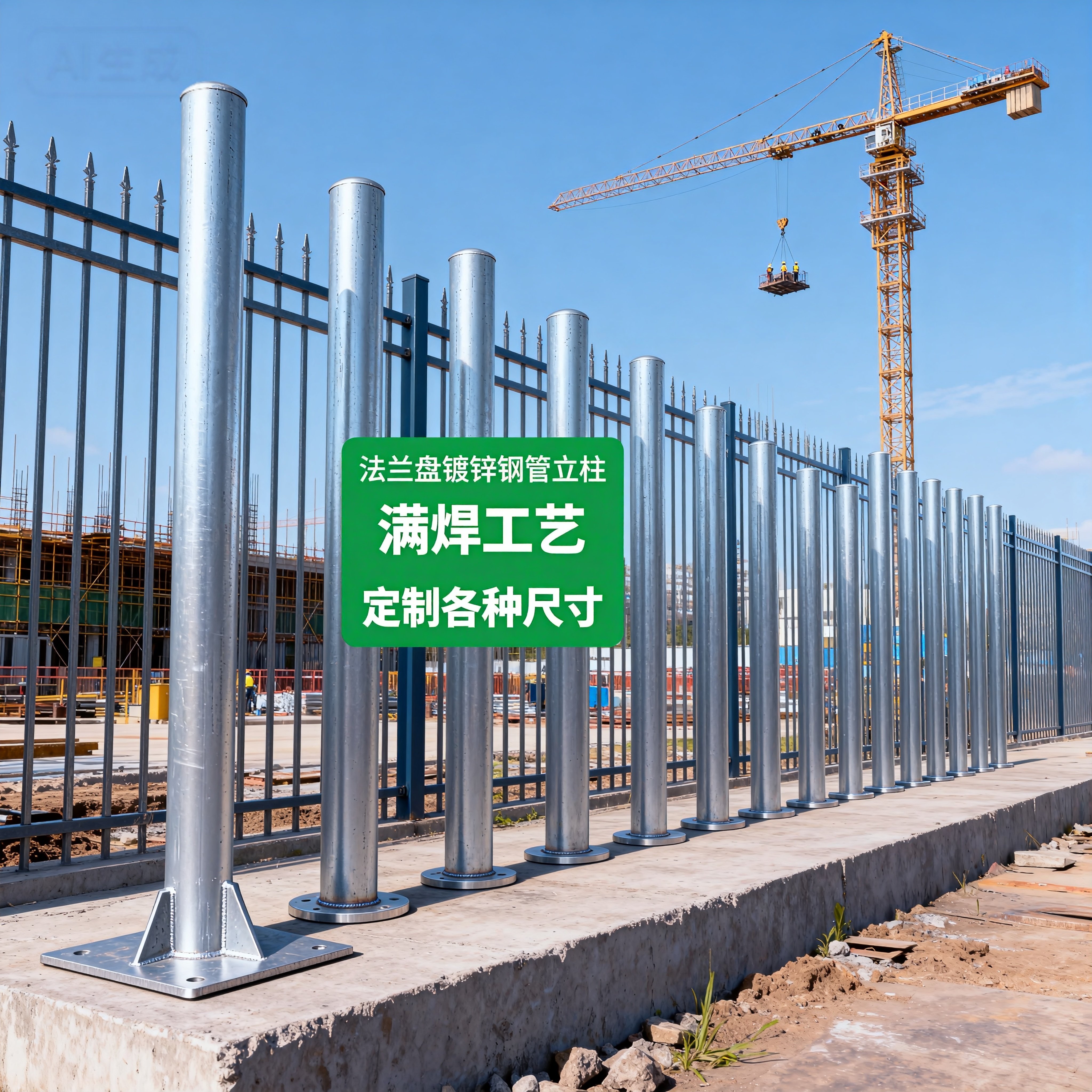 镀锌钢管立柱带底座标志牌加厚管图片