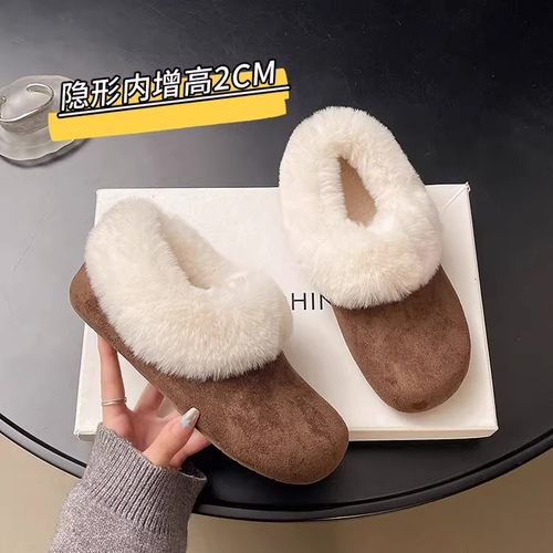 加大码女鞋加绒41到43显脚小加绒勃肯雪地靴女款冬季新款保暖棉鞋