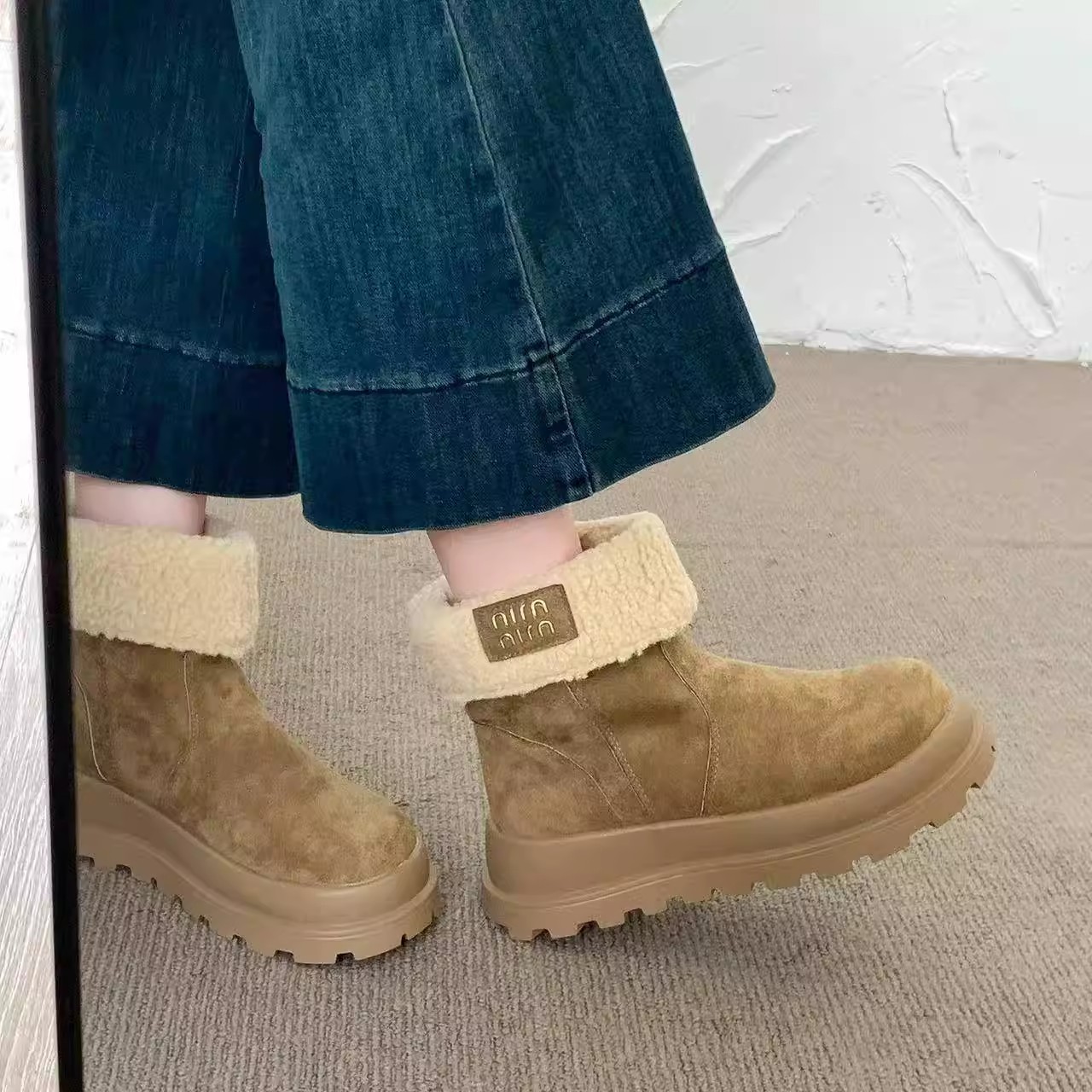 大码勃肯棉鞋41到43前掌加宽女鞋冬季加绒加厚雪地靴平底女款鞋子