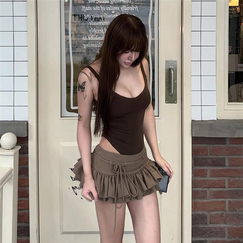 2025欧美风跨境春季新款女装纯色修身吊带连体衣时尚低腰半身裙女