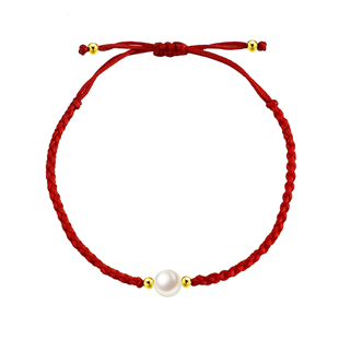 花蜜 Akoya海水珍珠18k金小金珠幸运红绳本命年手链