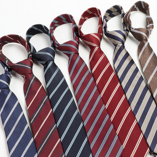 日系jk学院风懒人免打领带女校供高级酒红色条纹咖啡棕色手打领带