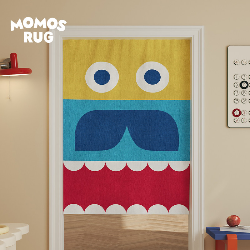 momosrug趣味表情门帘整片遮挡帘厨房防油烟百搭卧室免打孔隔断帘