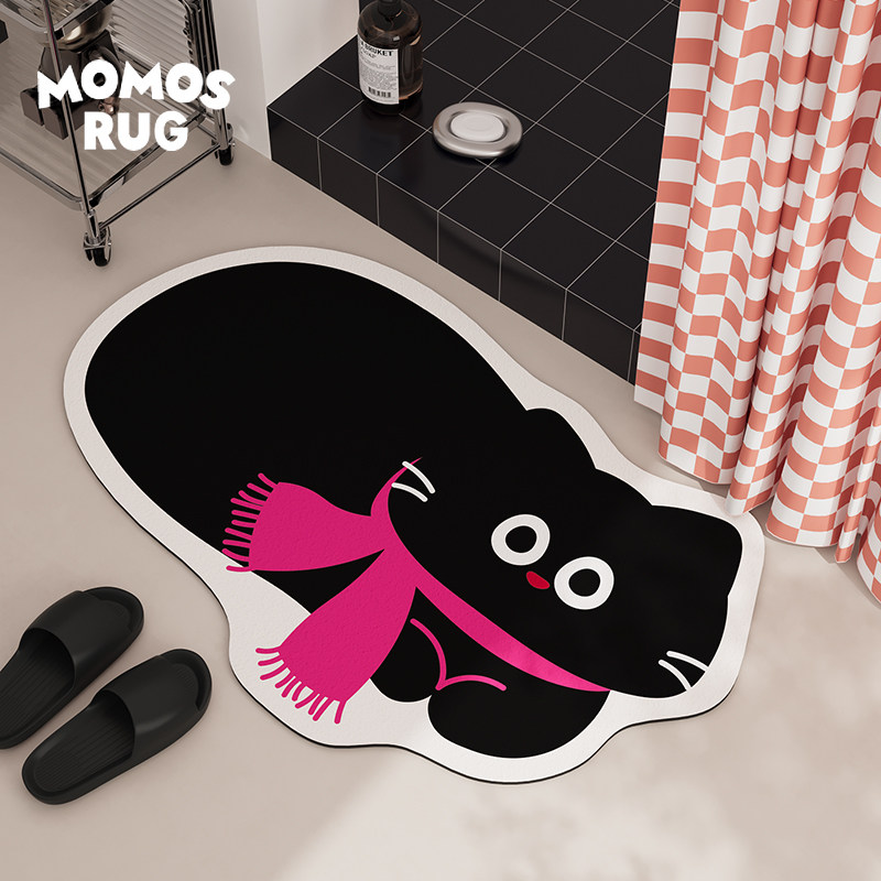 momosrug墨团小猫浴室地垫卫浴厕所门口家用软硅藻泥防滑吸水脚垫