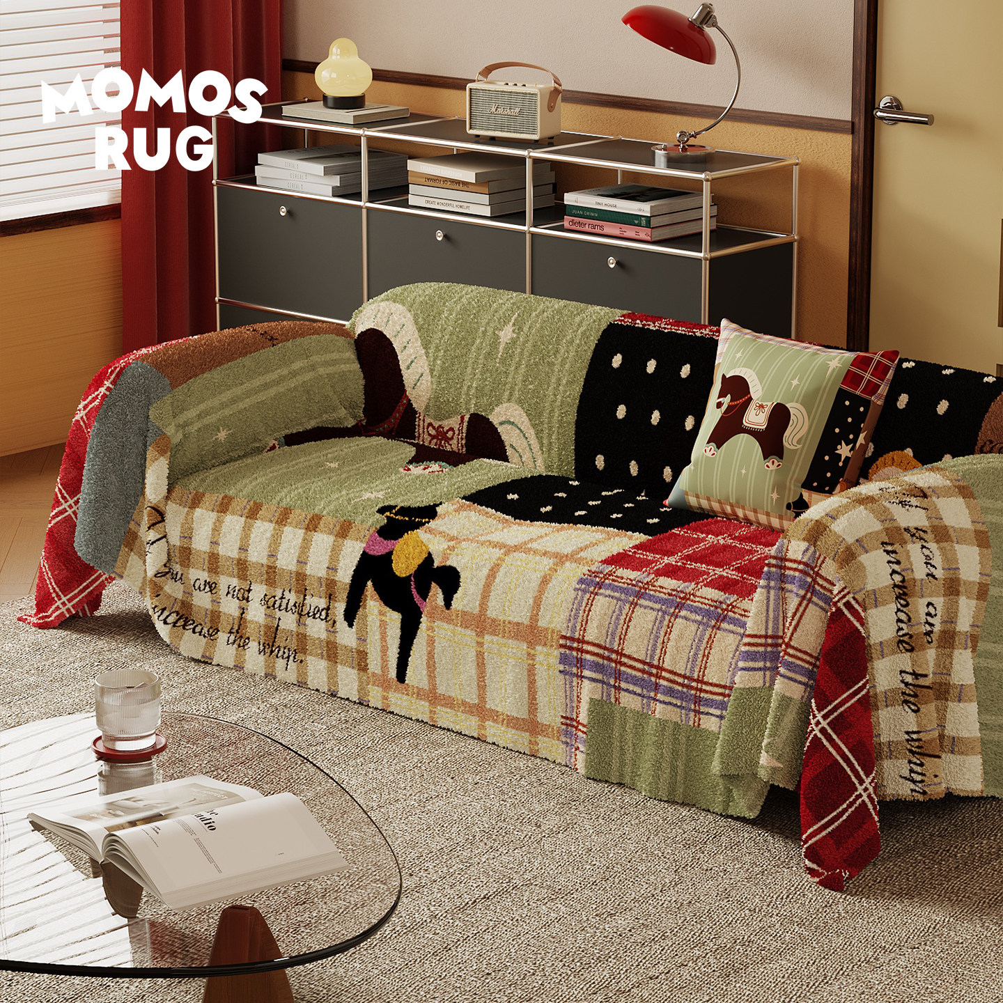 拼贴小马沙发巾四季通用新年牛奶毛绒 ins风全包沙发盖布套罩巾,居家布艺,沙发套,淘宝优惠券,粉丝福利购,淘宝优惠卷