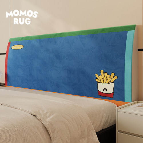 薯条汉堡床头罩家用卧室房间卡通可爱百搭防尘床包床头靠垫套罩