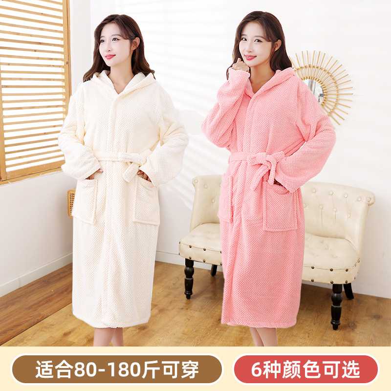 冬季菠萝格连帽珊瑚绒加厚女士