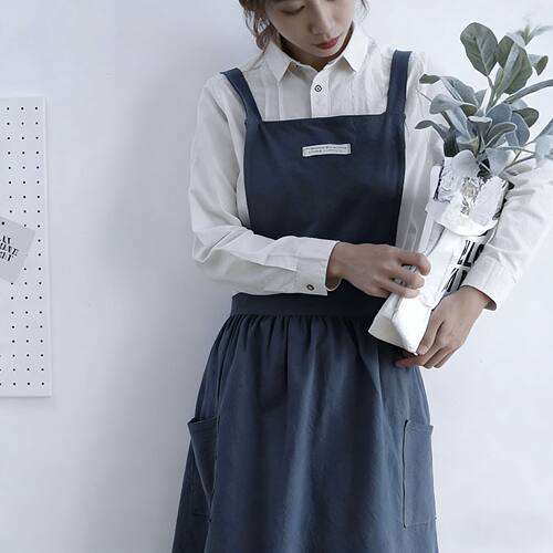画画围裙女美术生裙子小清新美甲网红日式花艺花店荷叶边纯棉