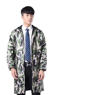 防水加绒连帽劳保大褂工作服男装冬季加厚拉链防风防雨中长款罩衣