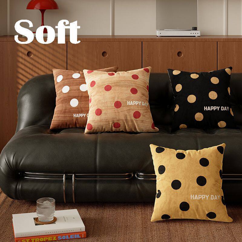 包豪斯波点复古抱枕单只方形枕可拆卸枕套床头靠枕枕套办公椅靠枕