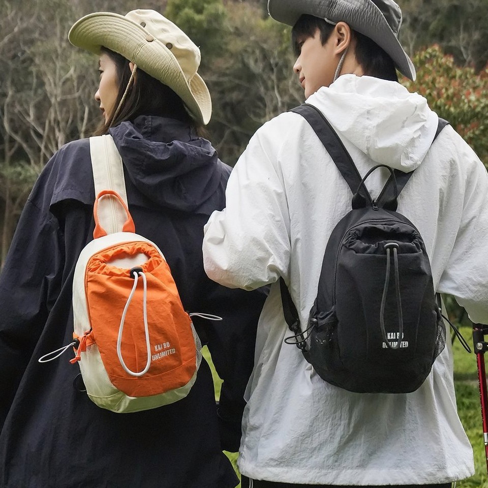 山系户外机能风拼色胸包|情侣款