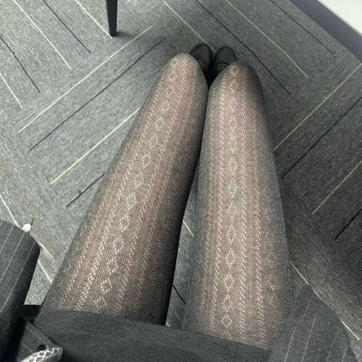 深灰色微透肉丝连裤袜女春秋薄款