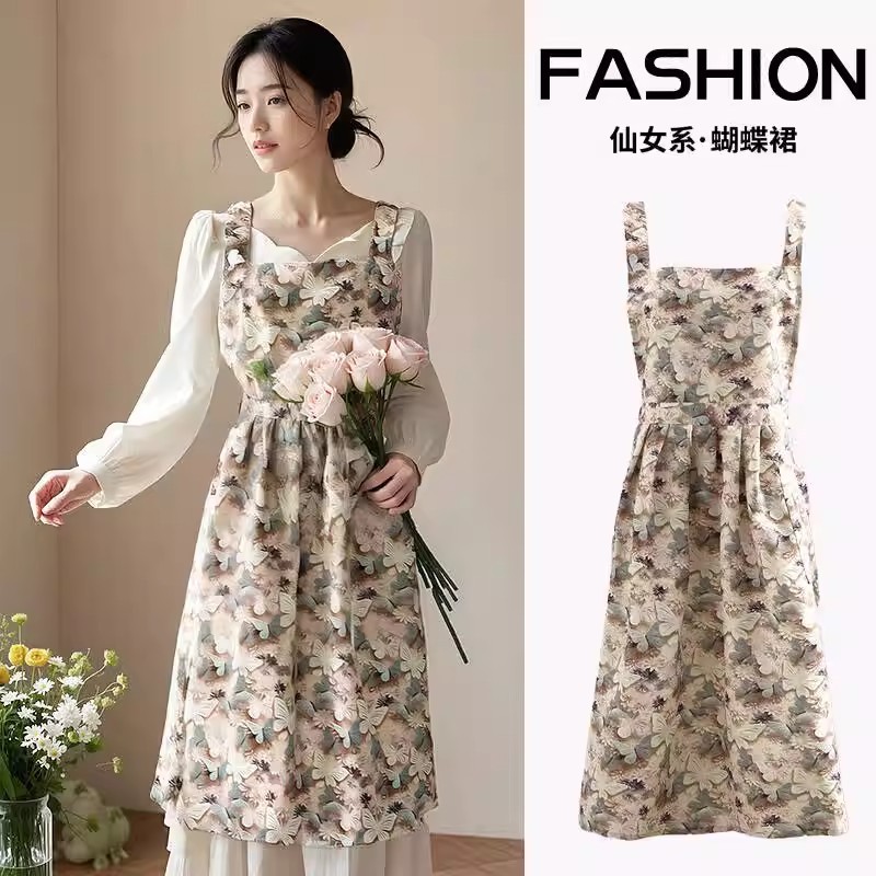 碎花背带围裙高颜值防污工作服