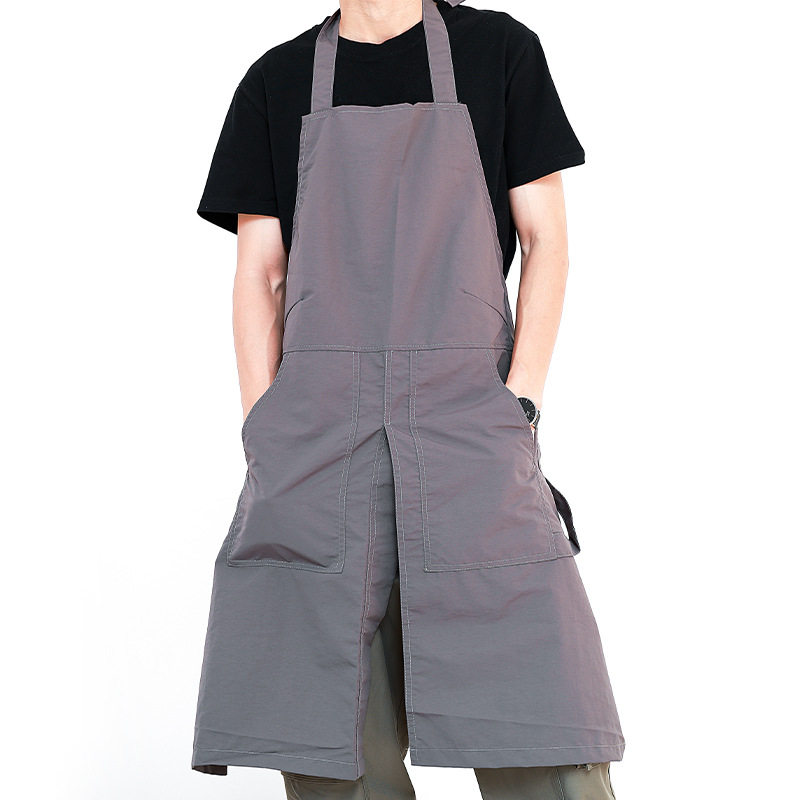 厨师围裙男女加长款过膝服务员工作服厨房西餐厅咖啡馆印字
