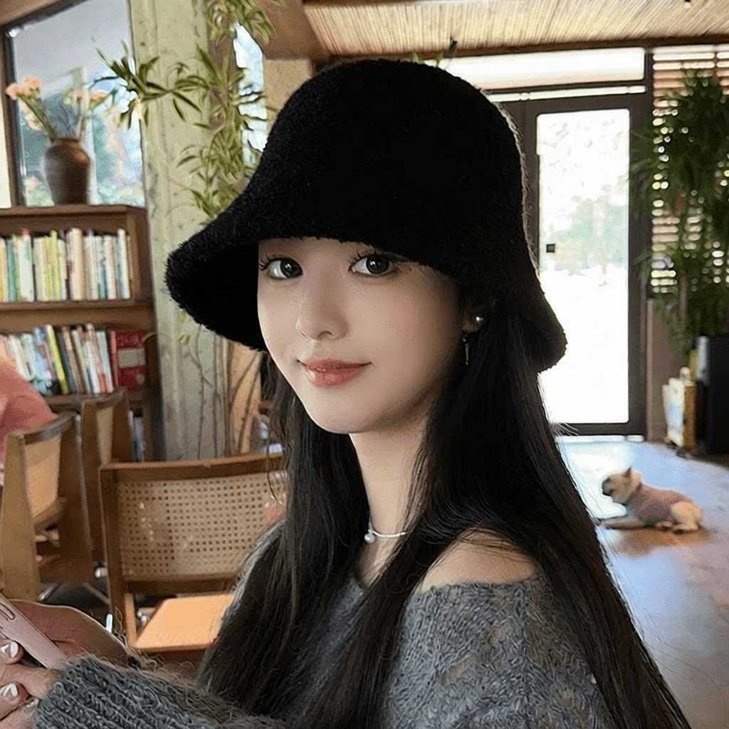 秋冬羊羔绒渔夫帽韩版保暖显脸