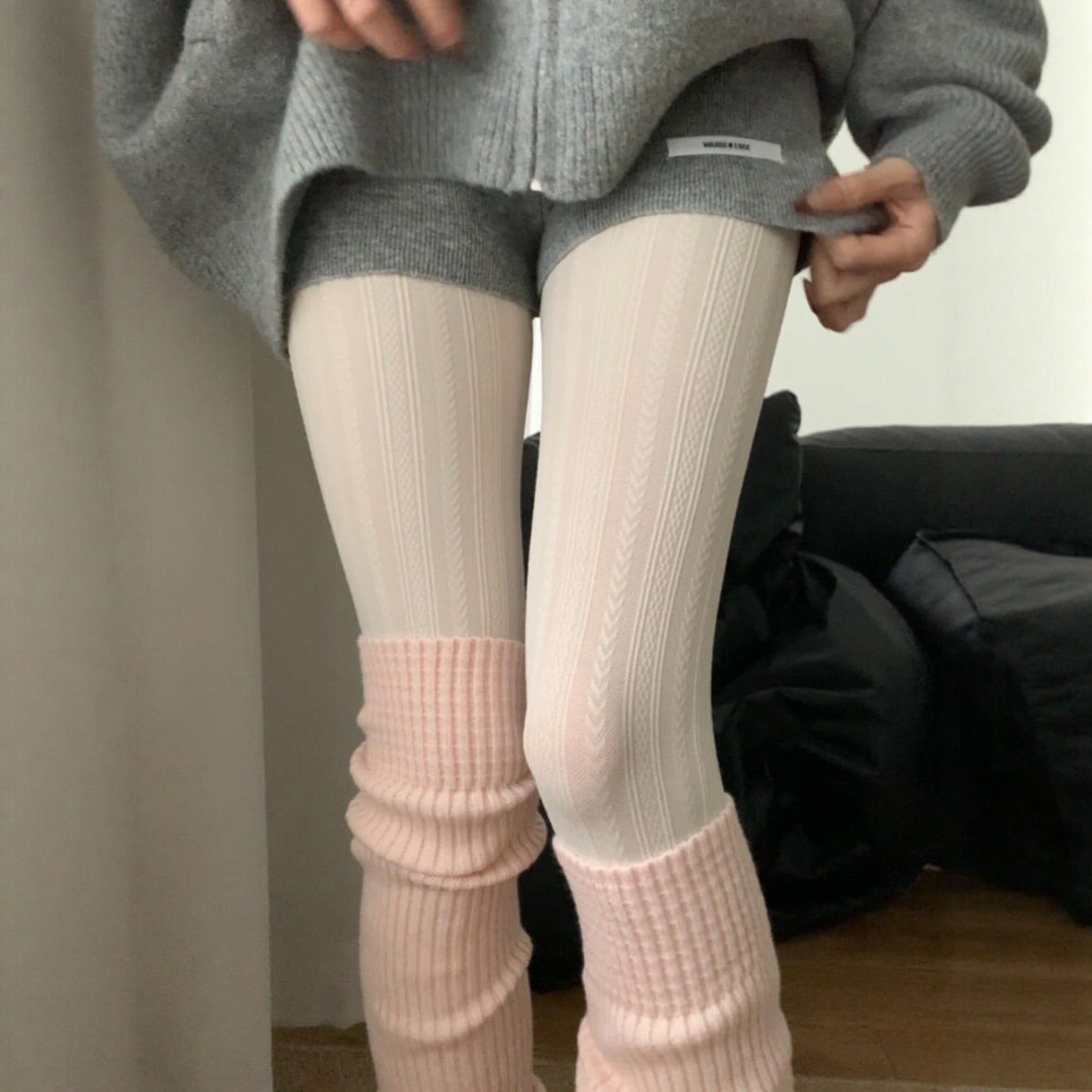 春季新款麻花麦穗打底袜裤JK蕾丝