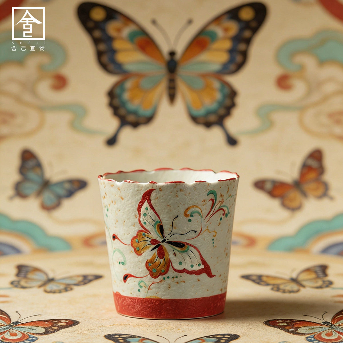 敦煌文创手绘蝴蝶陶瓷主人杯大容量咖啡杯女士个人用品茗茶杯茶具,餐饮具,茶杯,淘宝优惠券,粉丝福利购,淘宝优惠卷