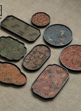 竹制壶承茶盘茶席套装复古干泡台茶壶托盘茶具收纳盘长方形茶台