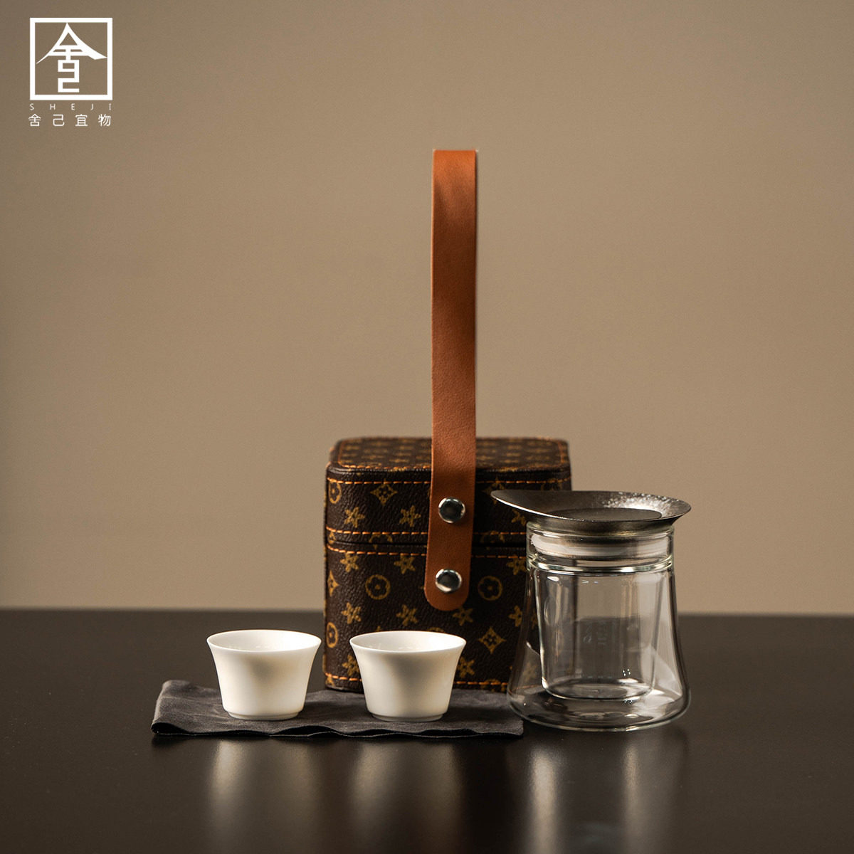 新款户外便携旅行茶具耐热玻璃泡茶器创意云游茶礼套装手提包套装