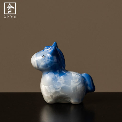 马年新款窑变结晶釉小马茶宠家用桌面装饰摆件家居装饰品茶具配件
