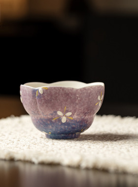 手工花叙枯荷茶杯陶瓷创意主人杯办公室个人专用品茗杯高档款