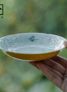 舍己宜物手绘彩蝶干泡壶承日式家用小茶台干泡茶盘功夫茶道配件