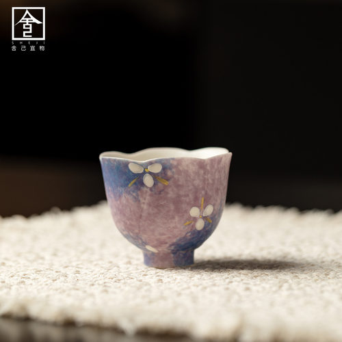 花叙手绘莲瓣茶杯陶瓷家用茶室待客高档喝茶杯功夫泡茶具单杯