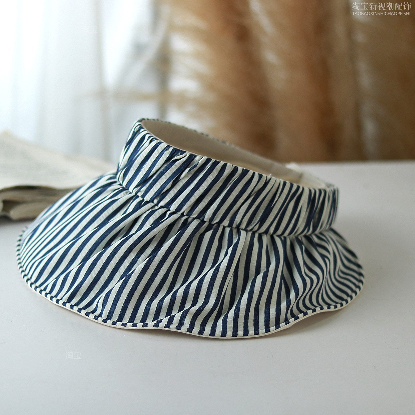 条纹空顶帽女夏季防晒遮阳帽女可折叠透气防紫外线户外度假帽子