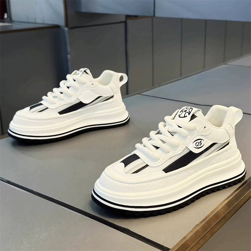 潮牌男鞋2025秋季新款网面透气百搭休闲板鞋真皮厚底增高小白潮鞋,流行男鞋,单鞋,淘宝优惠券,粉丝福利购,淘宝优惠卷