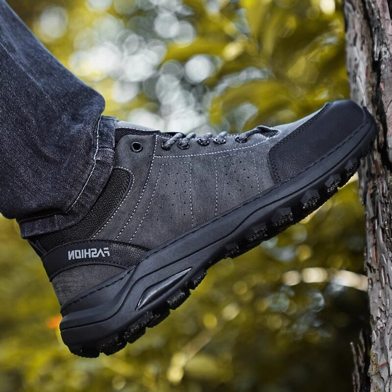 潮牌真皮登山男鞋2025秋季款新款户外防水防滑耐磨软底休闲运动鞋