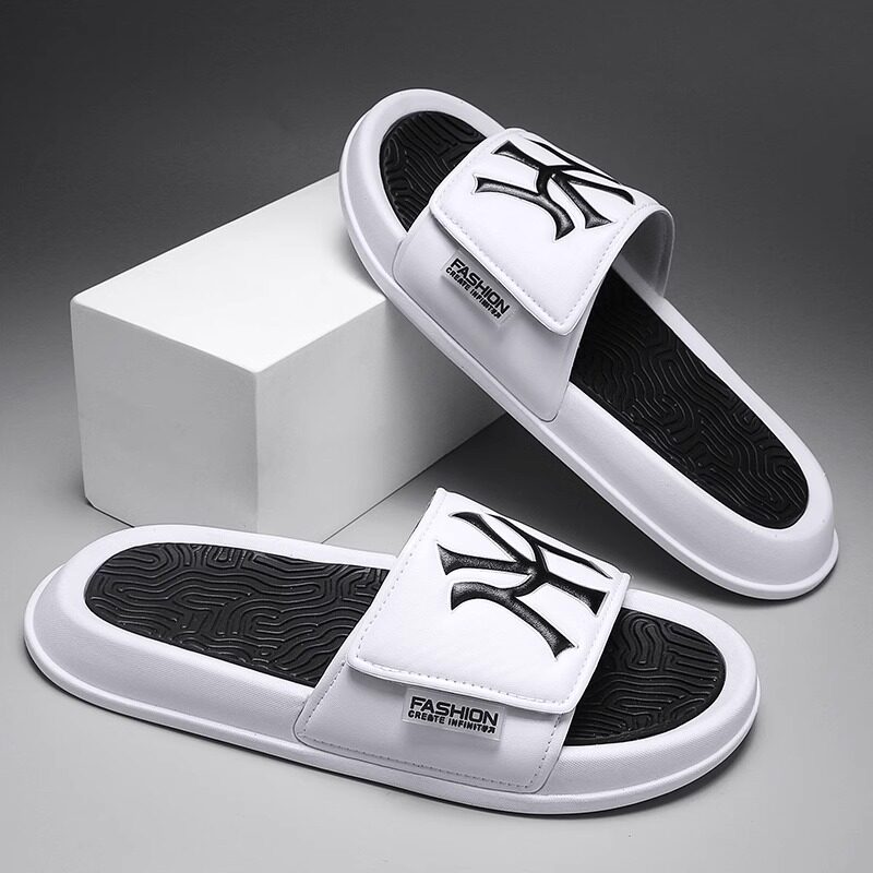 潮牌踩屎感一字拖男2024夏季外穿软底情侣凉拖潮流魔术贴沙滩凉鞋