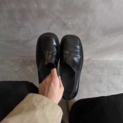 潮牌真皮德比鞋男高级感皮鞋男2025夏季一脚蹬乐福鞋正装商务男鞋