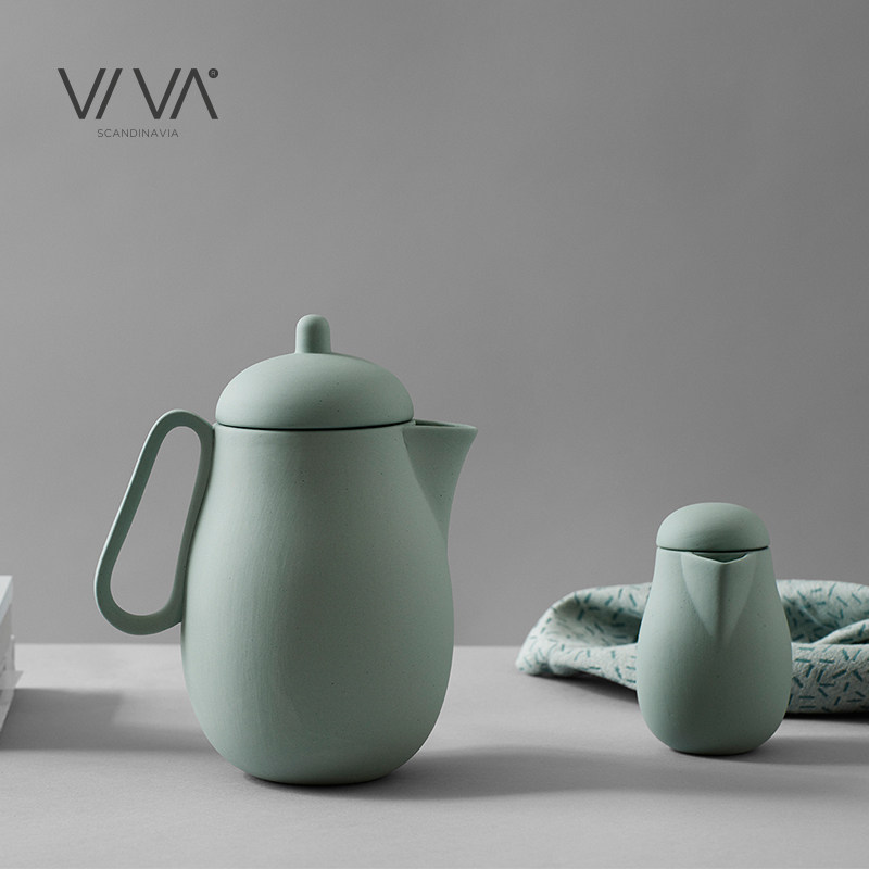 丹麦VIVA 尼娜系列陶瓷茶壶带滤网茶壶茶具北欧简约家用泡茶壶1L