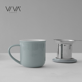 丹麦VIVA 极简系列带把平衡杯北欧中号带茶漏泡茶杯子茶具380ml