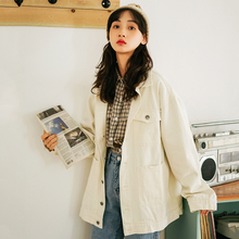 新款 学生ins潮丧系港味工装 学院风bf宽松长袖 韩版 牛仔外套女夏装