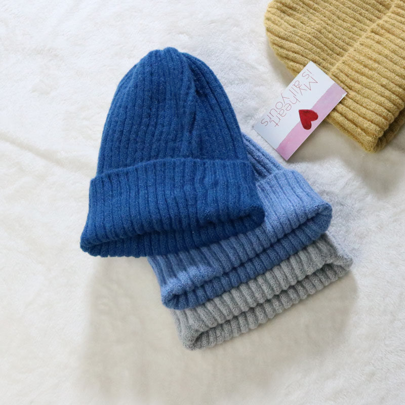 帽子女冬毛线帽韩版纯色简约针织帽学生百搭糖果色冷帽潮护耳保暖